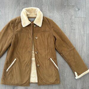 Faux suede tan retro sherpa 70s jacket